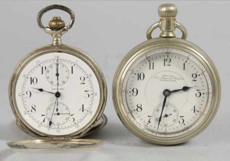 Appraisal: Lot of Men's Silver Pocket Watches Description Paillard Railroad working