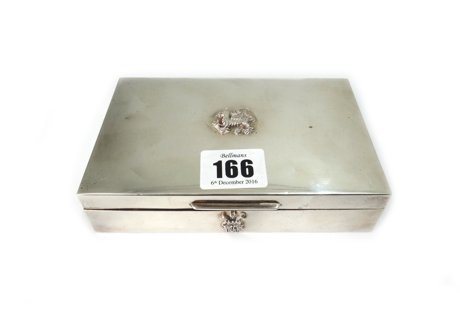 Appraisal: A rectangular silver cigarette box makers mark S J R