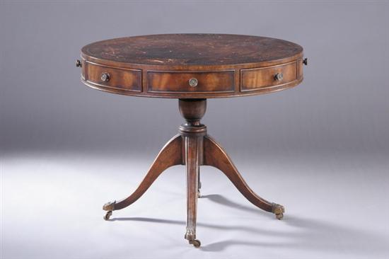 Appraisal: ENGLISH REGENCY STYLE DRUM TABLE early th century Antiqued inset