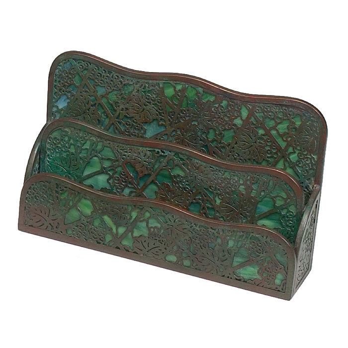 Appraisal: Tiffany Studios letter rack bronze in the grapevine pattern over