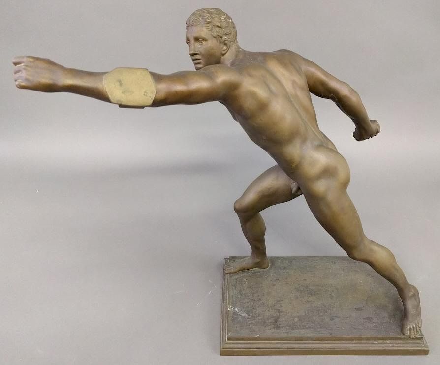 Appraisal: Bronze Figure of Borghese Gladiator Fine German bronze figure of