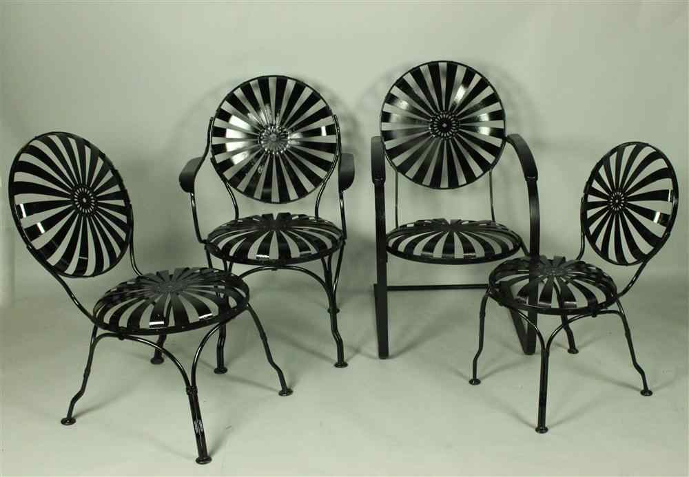 Appraisal: SET OF FOUR EARLY MID TH CENTURY CIRCULAR BLACK PAINTED