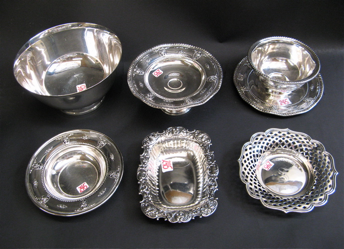 Appraisal: SIX AMERICAN STERLING SILVER TABLE ACCESSORIES Including a Lunt round