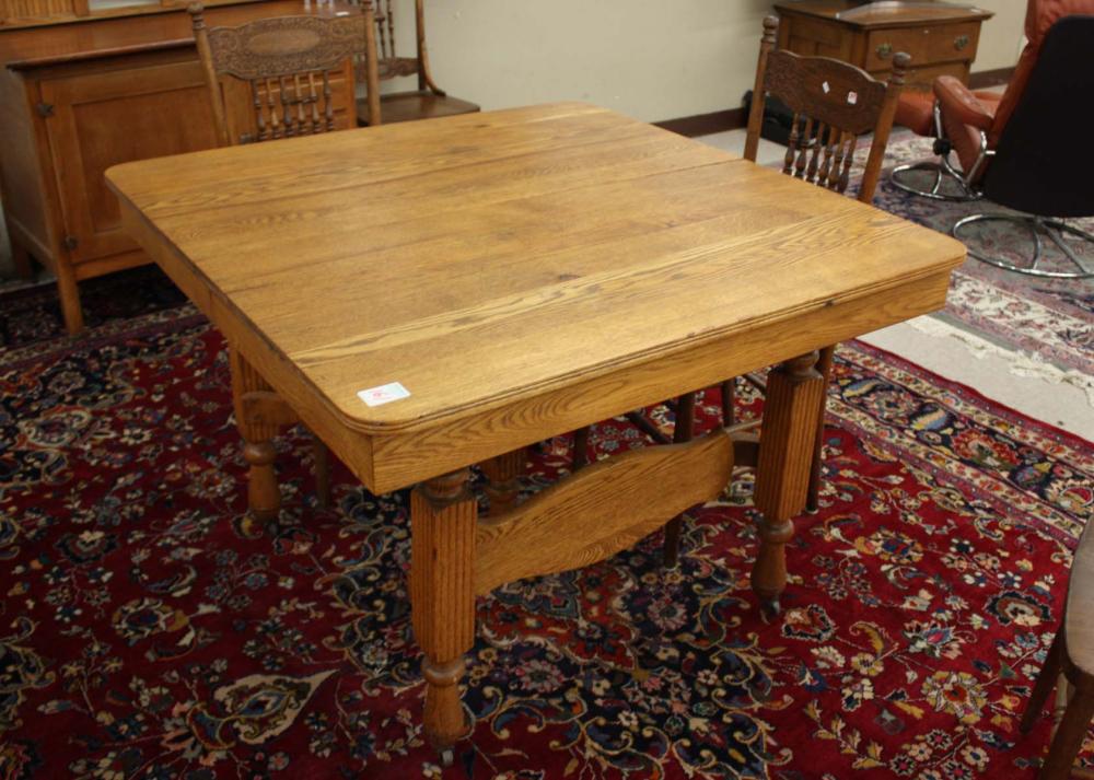 Appraisal: LATE VICTORIAN SQUARE OAK AND ASH DINING TABLE American c