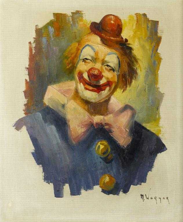 Appraisal: M WERNER TH CENTURY CLOWN signed x cm