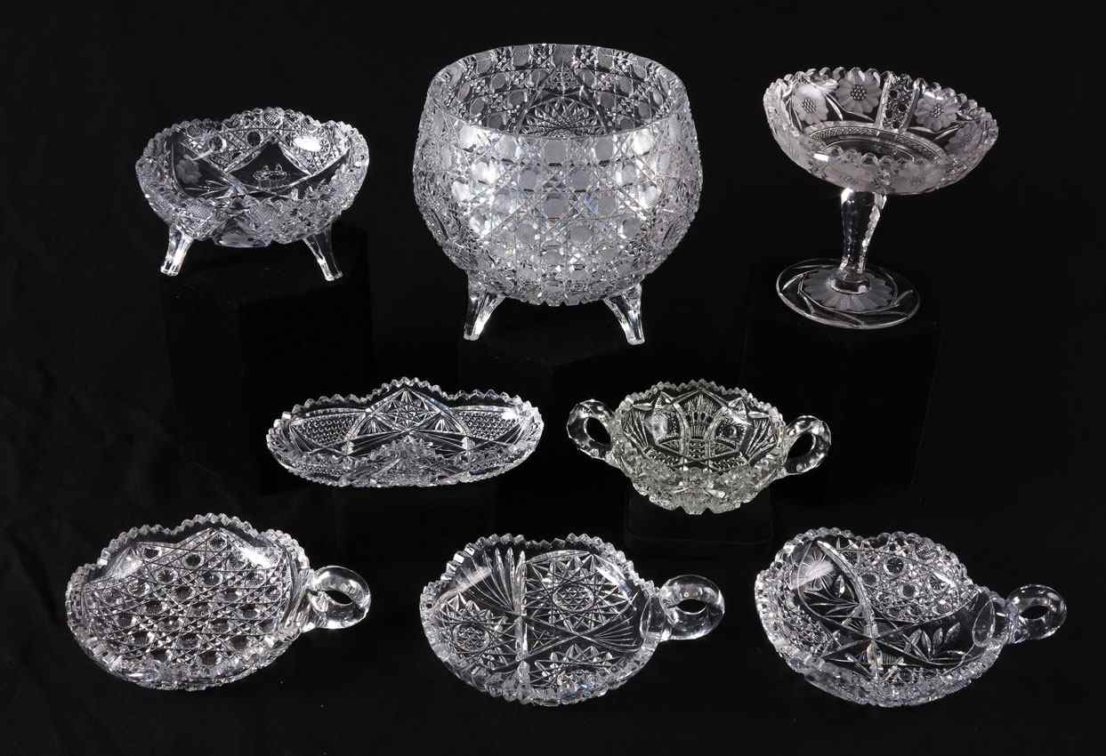 Appraisal: PIECE COLLECTION CUT GLASS To include footed centerbowl '' h