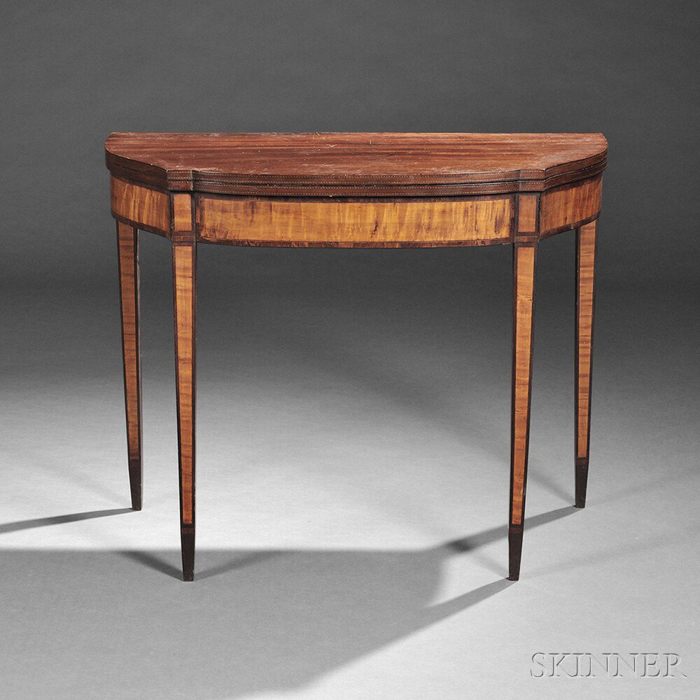 Appraisal: Federal Mahogany and Figured Maple Card Table probably Massachusetts c