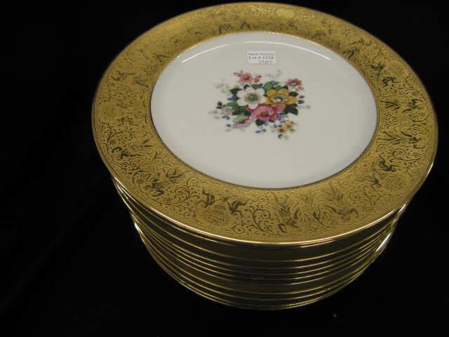 Appraisal: Heinrich Bavarian Porcelain Gold Encrusted Plates floral center