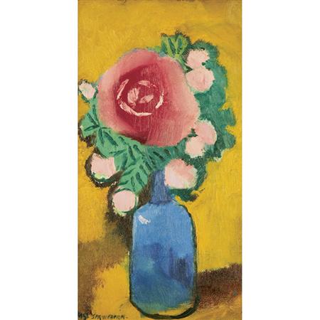 Appraisal: Carl Sprinchorn American - Roses in a Blue Vase Estimate