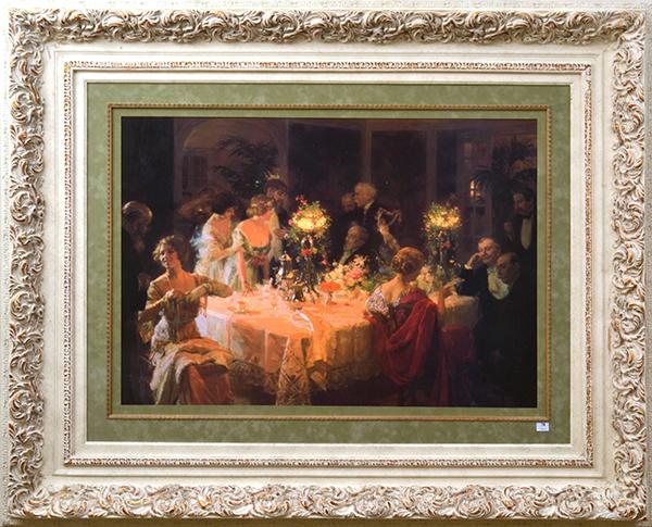 Appraisal: A DECORATIVE ARTWORK DEPICTING A BANQUET IN AN ORNATE FRAME