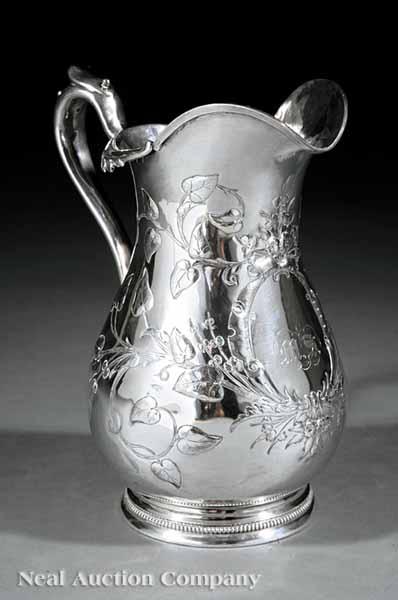 Appraisal: A New Orleans Coin Silver Water Pitcher c marked P