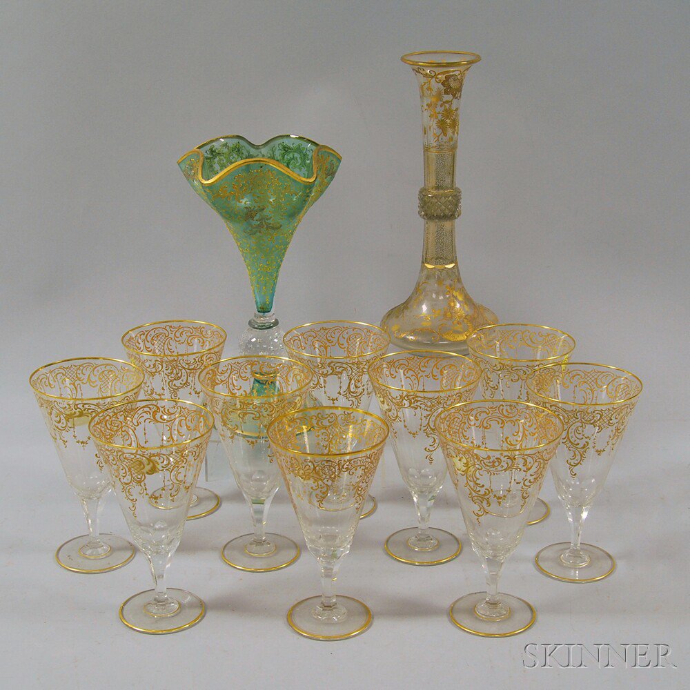 Appraisal: Set of Ten Gilt Glass Goblets and Two Gilt Glass