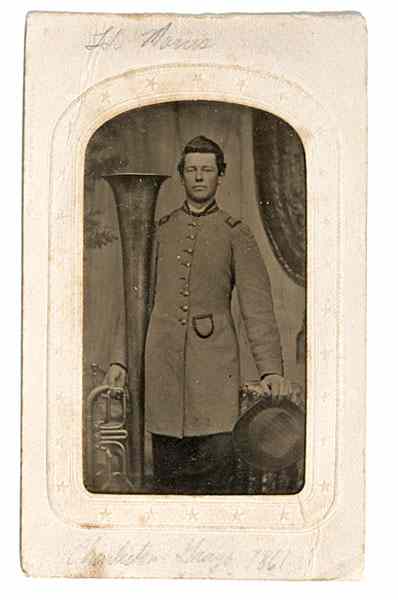 Appraisal: Confederate Bandsman Charleston Grays Paper Mounted Tintype CDV-sized tintype of