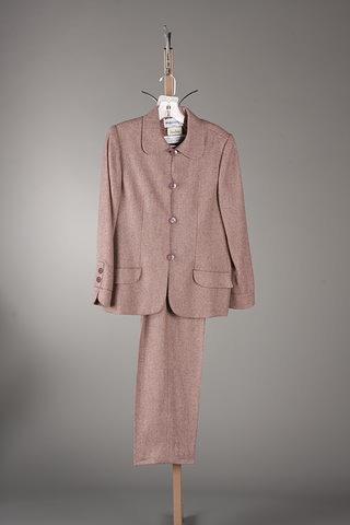 Appraisal: Andr Laug aubergine tweed cashmere piece outfit jacket and lined