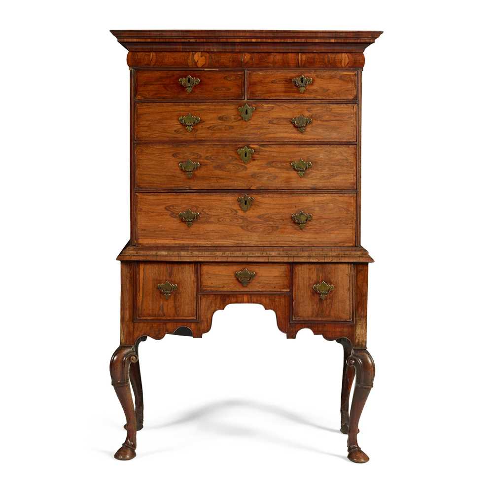 Appraisal: GEORGE I WALNUT CHEST-ON-STAND EARLY TH CENTURY the moulded cornice