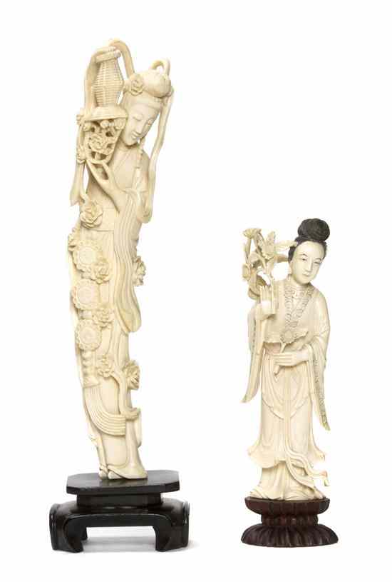 Appraisal: Two Ivory Figures of Ladies one shown turning over a