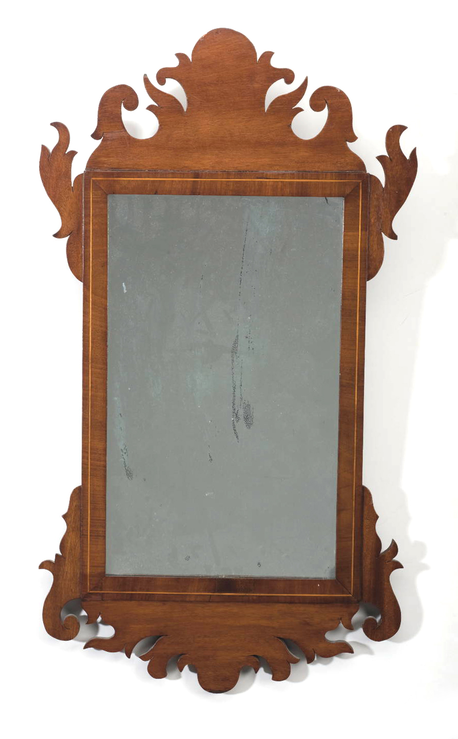 Appraisal: NEW ENGLAND CHIPPENDALE INLAID MAHOGANY MIRROR x inches