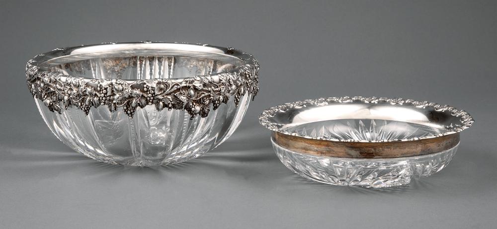 Appraisal: Two American Brilliant Cut Glass Bowls with Gorham Sterling Silver