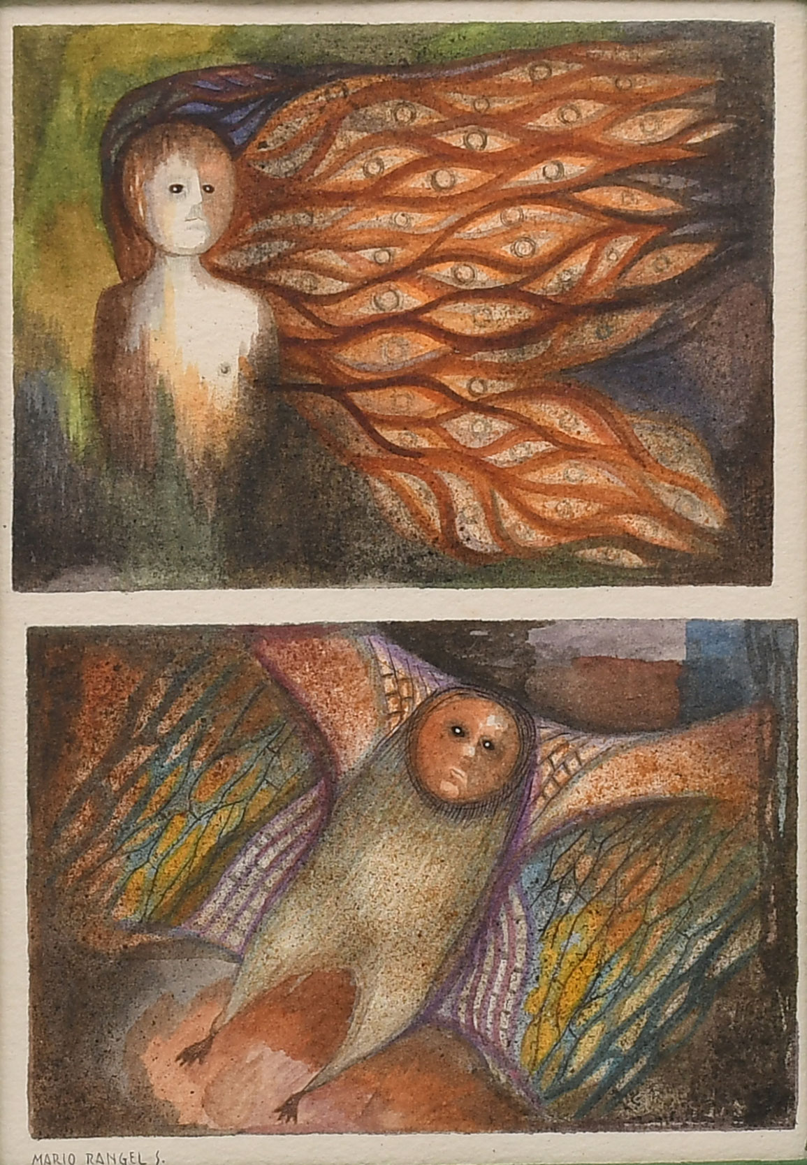 Appraisal: RANGEL Mario Mexico - Two separate watercolor figural scenes in