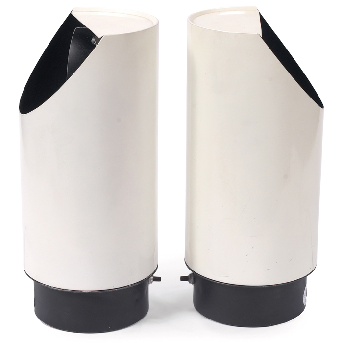 Appraisal: Lightolier lamps pair cylindrical forms in white enameled metal with