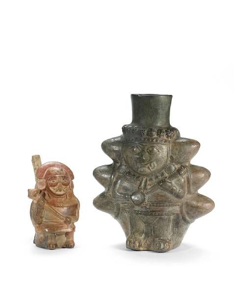 Appraisal: Two Peruvian figural vessels height in