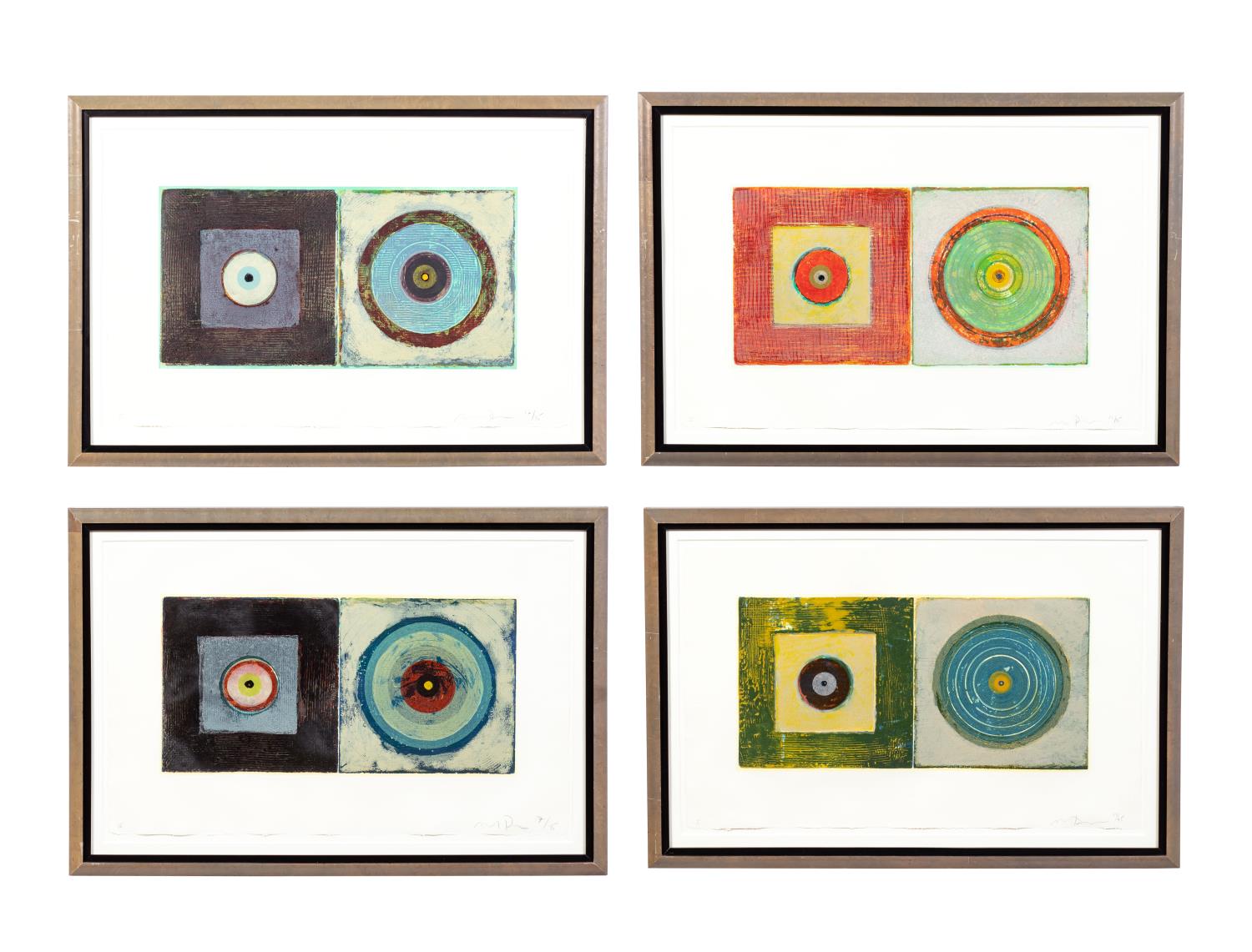 Appraisal: MICHAEL DAVID SET OF FOUR GEOMETRIC ETCHINGS Michael David American