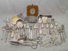 Appraisal: A quantity of white metal flatware and a pin tray