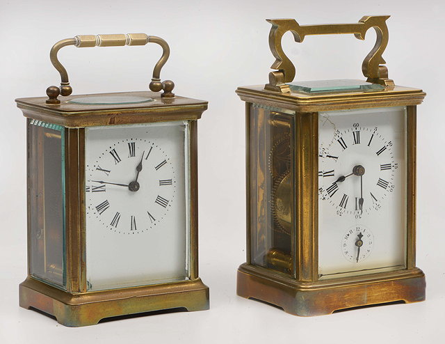 Appraisal: A CARRIAGE TIMEPIECE together with a carriage clock the alarm