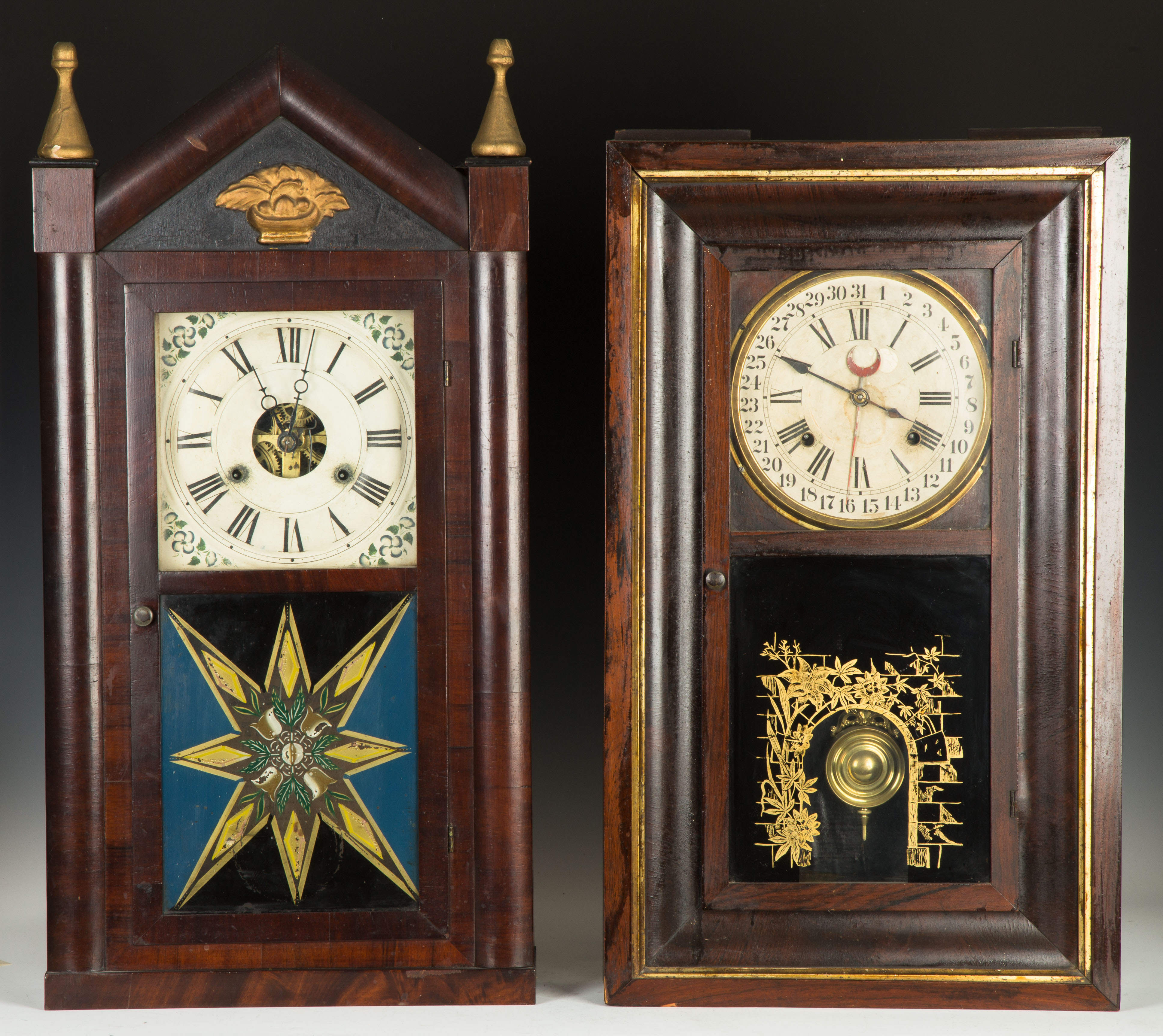 Appraisal: Ellis Clock Co Ogee Mahogany and gilded case original finish