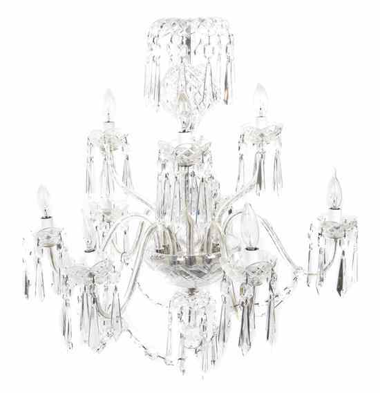 Appraisal: A Waterford Cut Glass Nine-Light Chandelier having a repeating baluster