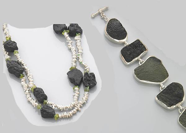 Appraisal: Indochinite and Peridot Necklace Indochinites are tektites found in limited