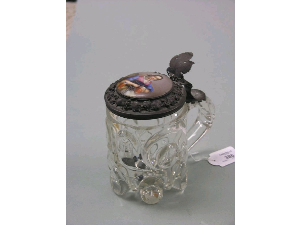 Appraisal: A th century German glass ale stein with silver cover