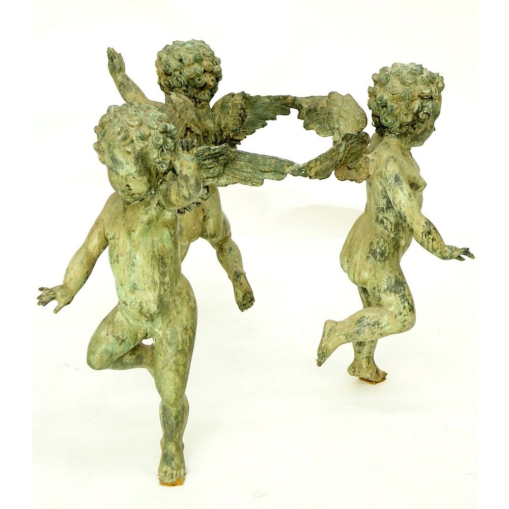 Appraisal: Three Cherubs Table Base Three Cherubs Bronze Table Base Weathered