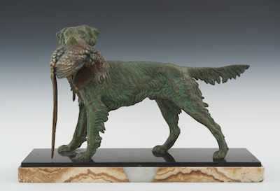 Appraisal: After Jules Moignez Gordon Setter with Pheasant Cast spelter with