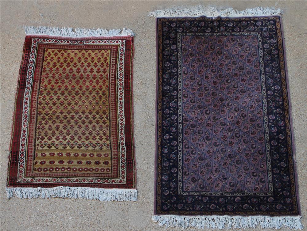 Appraisal: ORIENTAL WOOL RUG ALONG WITH ANOTHER RUG in wine gold