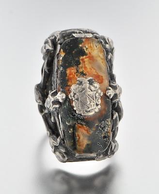 Appraisal: An Impressive Sterling Silver Ring set with Agate An Art