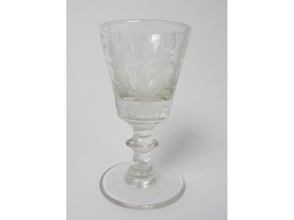 Appraisal: A Masonic firing glass etched with monogram and dated and