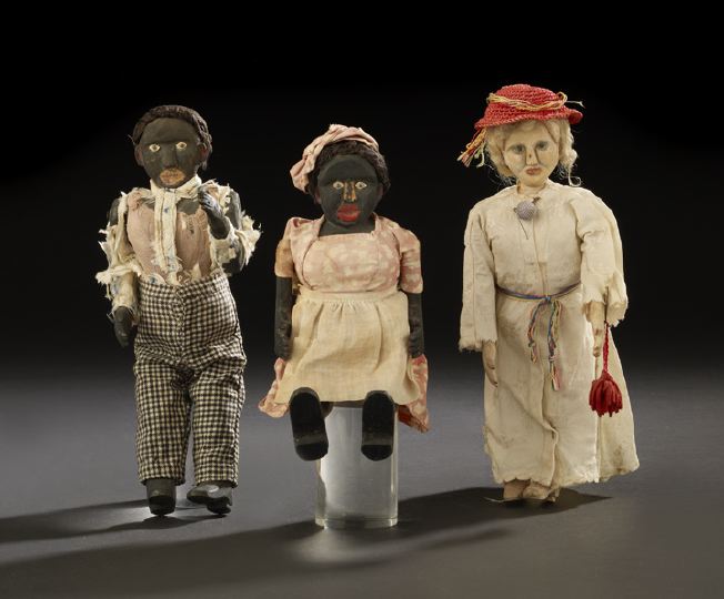 Appraisal: Group of Three American Carved and Painted Wood Folk Art