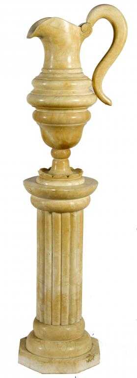 Appraisal: A ITALIAN ALABASTER EWER AND PEDESTAL with flared and lipped