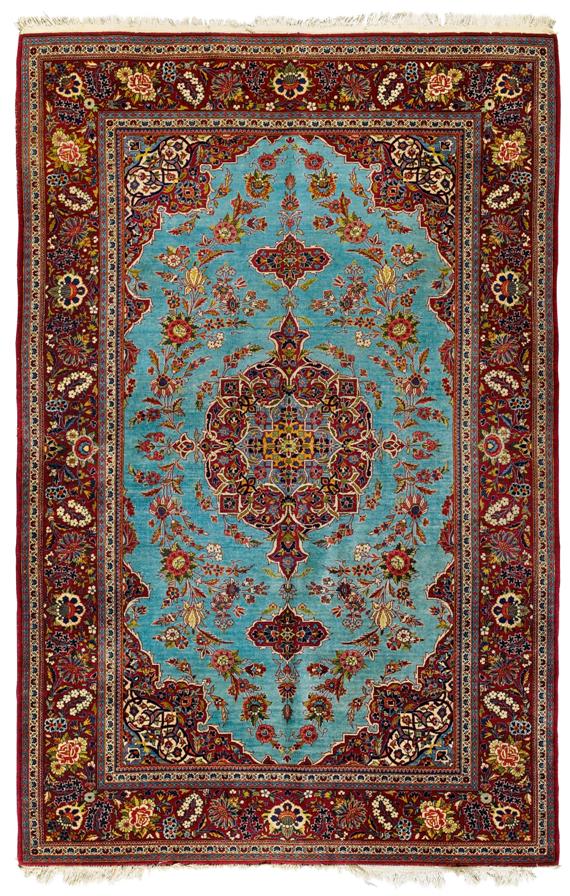 Appraisal: KESHAN old Turquoise central field with a red central medallion