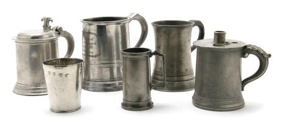 Appraisal: Group of Six Pewter Vessels of various baluster forms some