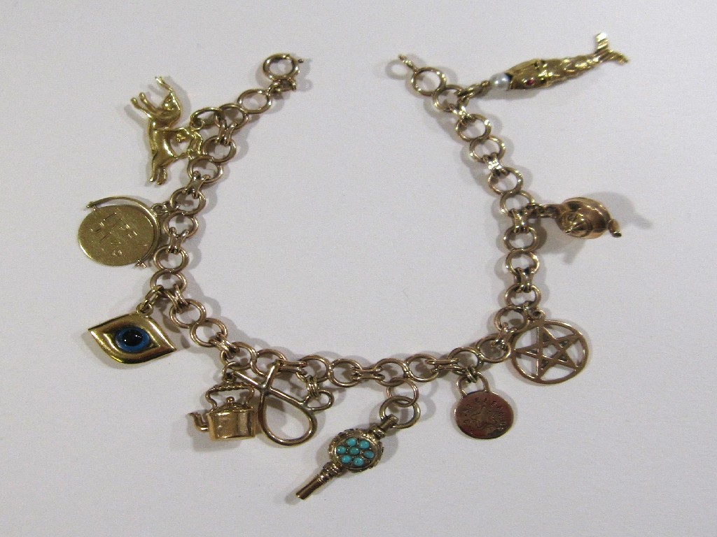 Appraisal: Nine carat gold charm bracelet with nine various gold charms