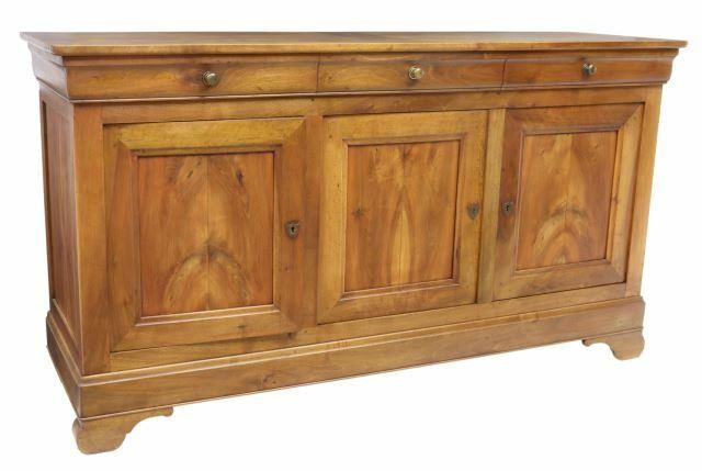 Appraisal: French Louis Philippe fruitwood sideboard th c three ogee frieze