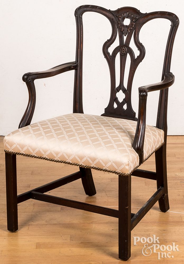 Appraisal: Chippendale style carved mahogany armchair Chippendale style carved mahogany armchair