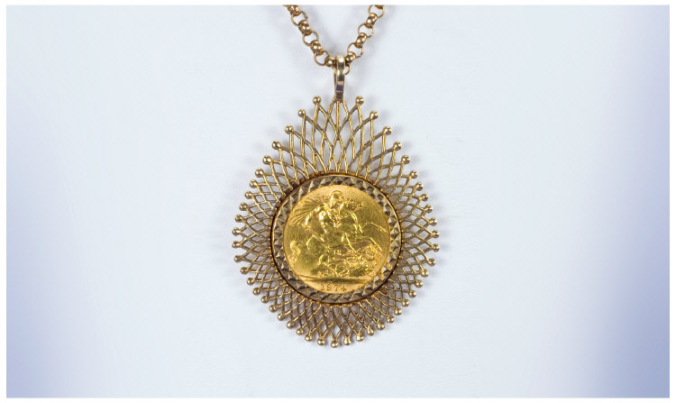 Appraisal: Elizabeth II Gold Sovereign Dated in a pendant setting and