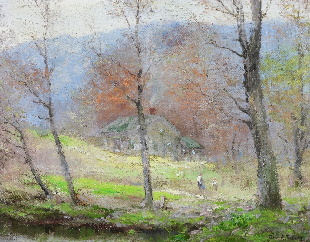 Appraisal: GEORGE A TRAVER AUTUMN FALL LANDSCAPE PAINTING New York -