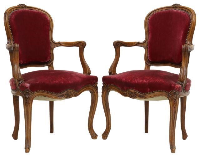 Appraisal: lot of French Louis XV style armchairs th c floral