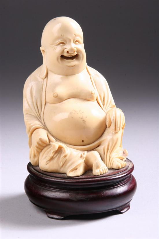 Appraisal: CHINESE IVORY FIGURE OF BUDDHA - in high