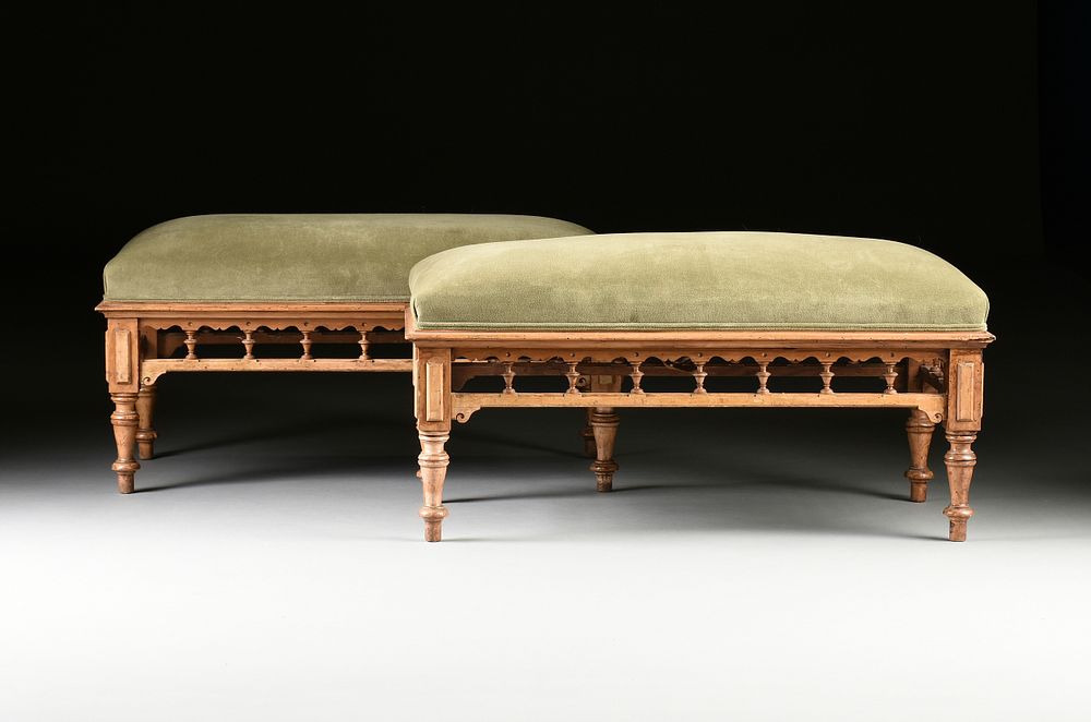 Appraisal: A PAIR OF AMERICAN AESTHETIC MOVEMENT MOHAIR UPHOLSTERED AND CARVED