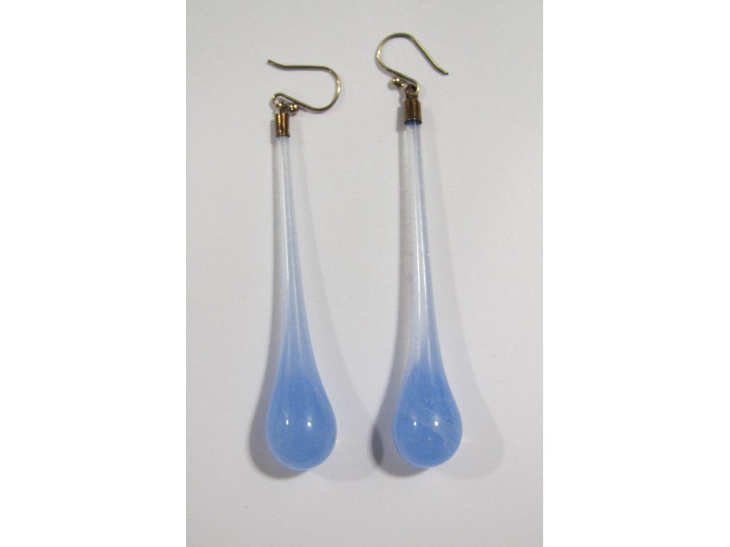 Appraisal: Blue opaque glass drop earrings